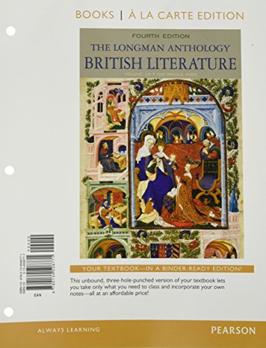 Stock image for Longman Anthology of British Literature, The: The Middle Ages, Volume 1A (Longman Anthology of British Literature, 1A) for sale by Palexbooks