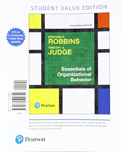 Beispielbild fr Essentials of Organizational Behavior, Student Value Edition zum Verkauf von Better World Books