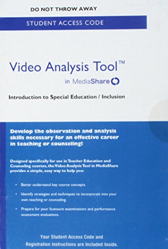 Imagen de archivo de Video Analysis Tool for Introduction to Special Education/Inclusion in MediaShare -- ValuePack Access Card a la venta por BooksRun