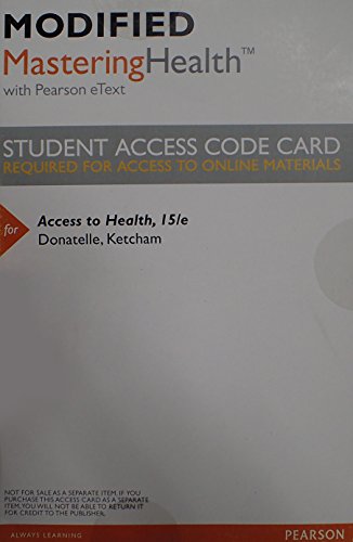 Imagen de archivo de MasteringHealth with Pearson eText -- ValuePack Access Card -- for Access to Health a la venta por Textbooks_Source