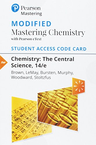 Imagen de archivo de Modified Mastering Chemistry with Pearson eText -- Standalone Access Card -- for Chemistry: The Central Science a la venta por A Team Books