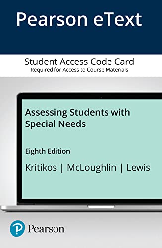 Beispielbild fr Assessing Students with Special Needs -- Enhanced Pearson eText zum Verkauf von BooksRun