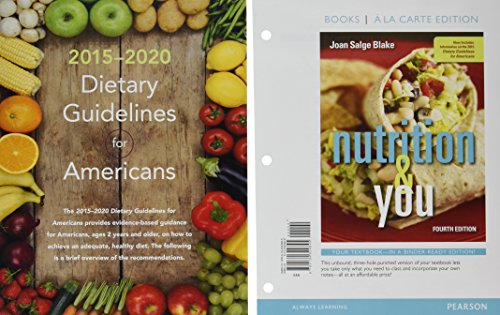 Stock image for Nutrition & You, Books a la Carte Edition; Mastering Nutrition plus MyDietAnalysis with Pearson eText -- ValuePack Access Card -- for Nutrition & You; 2015 Dietary Guidelines Update (4th Edition) for sale by Textbooks_Source
