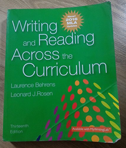 Beispielbild fr Writing and Reading Across the Curriculum, MLA Update Edition (13th Edition) zum Verkauf von BooksRun