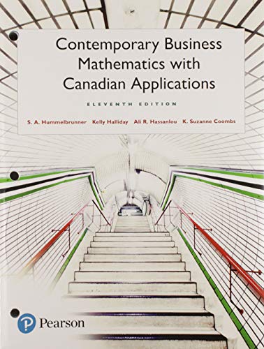 9780134587189: Contemporary Business Mathematics with Canadian Applications, Loose Leaf Version