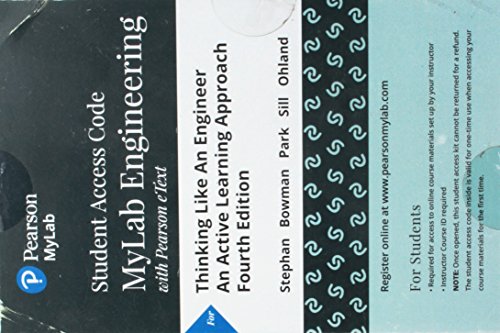 9780134609874: MyLab Engineering with Pearson eText -- Access Card -- for Thinking Like an Engineer: An Active Learning Approach (My Engineering Lab)