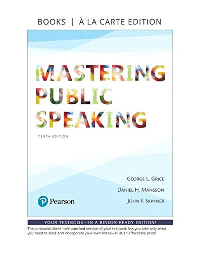 Imagen de archivo de Mastering Public Speaking -- Loose-Leaf Edition (10th Edition) a la venta por Goodwill Books