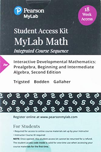 Imagen de archivo de Mymathlab -- Student Access Kit -- for Interactive Developmental Mathematics: Prealgebra, Beginning and Intermediate Algebra a la venta por Revaluation Books