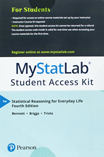 Imagen de archivo de MyLab Statistics with Pearson eText -- Standalone Access Card -- for Statistical Reasoning for Everyday Life (My Stat Lab) a la venta por Bulrushed Books