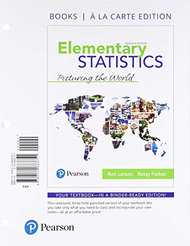 Imagen de archivo de Elementary Statistics: Picturing the World, Books a la Carte Edition a la venta por HPB-Red