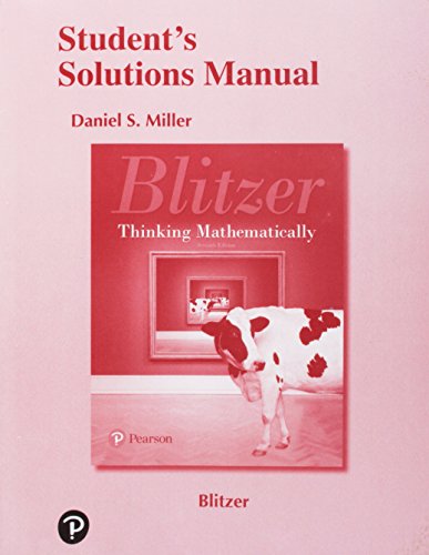 Imagen de archivo de Student Solutions Manual for Thinking Mathematically a la venta por BooksRun