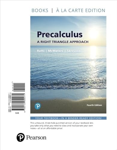 Imagen de archivo de Precalculus: A Right Triangle Approach, Books a la Carte Edition a la venta por SecondSale