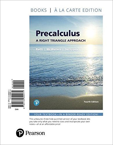 Stock image for Precalculus: A Right Triangle Approach for sale by BGV Books LLC