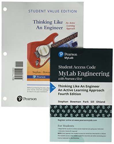 Imagen de archivo de Thinking Like an Engineer: An Active Approach, Student Value Edition Plus MyLab Engineering with Pearson eText -- Access Card Package a la venta por HPB-Red