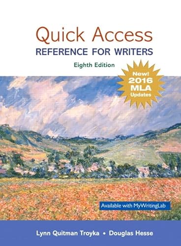 Beispielbild fr Quick Access: Reference for Writers, MLA Update (8th Edition) zum Verkauf von Textbooks_Source