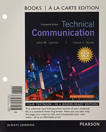 Beispielbild fr Technical Communication, MLA Update, Books a la Carte Edition (14th Edition) zum Verkauf von BooksRun