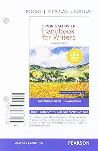 Stock image for Simon & Schuster Handbook for Writers: Mla Update, Books a La Carte Edition for sale by Revaluation Books