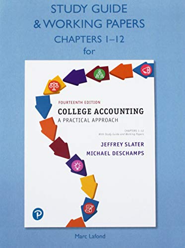 Beispielbild fr Study Guide & Working Papers for College Accounting: A Practical Approach, Chapters 1-12 zum Verkauf von BooksRun