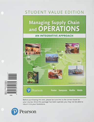 Imagen de archivo de Managing Supply Chain and Operations: An Integrative Approach, Value Edition a la venta por Revaluation Books