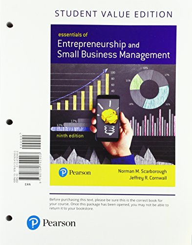 Imagen de archivo de Essentials of Entrepreneurship and Small Business Management: Value Edition a la venta por TextbookRush