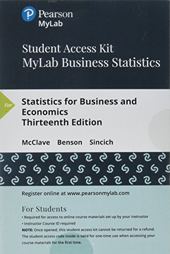 9780134748610: Mylab Statistics for Business Stats With Pearson Etext -- 24 Month Standalone Access Card -- for Statistics for Business and Economics