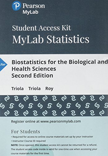 9780134748870: Biostatistics for the Biological and Health Sciences -- MyLab Statistics with Pearson eText Access Code (My Stat Lab)