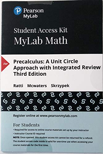 9780134753195: Precalculus MyLab Math Access Code: A Unit Circle Approach With Integrated Review