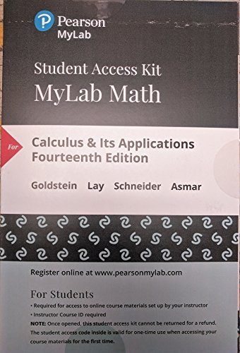 Imagen de archivo de MyLab Math with Pearson eText -- Standalone Access Card -- for Calculus & Its Applications (14th Edition) a la venta por Textbooks_Source