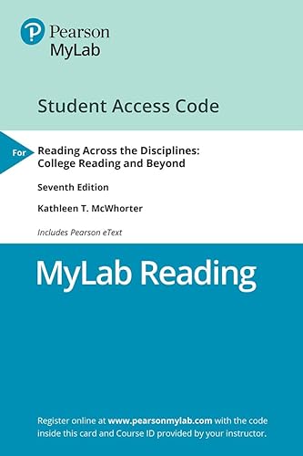 Stock image for Reading Across the Disciplines: College Reading and Beyond -- NEW MyLab Reading with Pearson eText Access Code [Printed Access Code] McWhorter, Kathleen for sale by Bookseller909