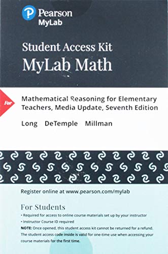 Stock image for MyLab Math with Pearson eText -- 24 Month Access Card -- for Mathematical Reasoning for Elementary Teachers - Media Update for sale by Textbooks_Source