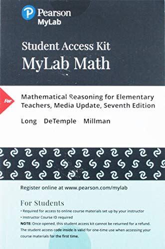 Stock image for Mathematical Reasoning for Elementary Teachers, Media Update -- MyLab Math with Pearson eText Access Code for sale by SecondSale