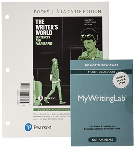 Imagen de archivo de The Writer's World: Sentences and Paragraphs and MyLab Writing with Pearson eText -- Access Card Package (5th Edition) a la venta por Textbooks_Source