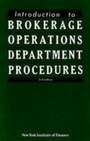 Imagen de archivo de Introduction to Brokerage Operation Department Procedures a la venta por Better World Books