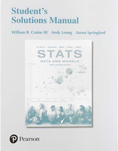 Stock image for Student Solutions Manual for Stats: Data and Models, Third Canadian Edition for sale by Books Unplugged