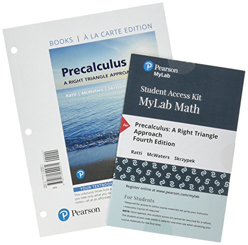 Imagen de archivo de Precalculus : A Right Triangle Approach, Books a La Carte Edition Plus Mylab Math With Pearson Etext -- 24-month Access Card Package a la venta por GreatBookPrices