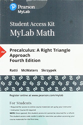Imagen de archivo de MyLab Math with Pearson eText -- 24-Month Standalone Access Card -- for Precalculus: A Right Triangle Approach (4th Edition) a la venta por jasonybooks