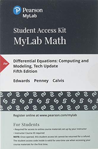 Imagen de archivo de MyLab Math plus Pearson eText -- 24-Month Standalone Access Card -- for Differential Equations: Computing and Modeling Tech Update (5th Edition) a la venta por Textbooks_Source