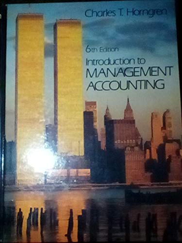 Beispielbild fr Introduction to management accounting (Prentice-Hall series in accounting) zum Verkauf von Wonder Book