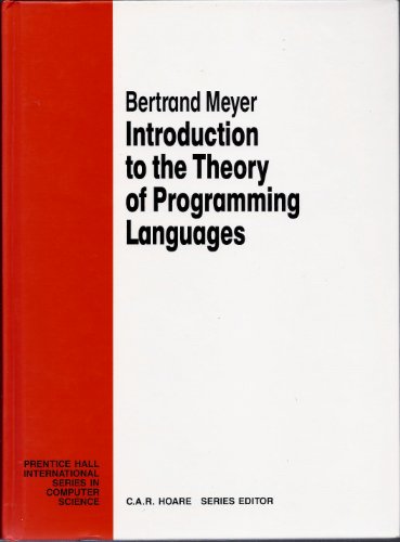 9780134985107: Introduction to the Theory of Programming Language (Prentice Hall International Series in Computing Science)
