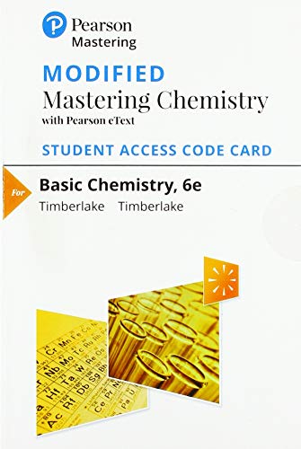 Imagen de archivo de Modified Mastering Chemistry with Pearson eText -- Standalone Access Card -- for Basic Chemistry a la venta por jasonybooks