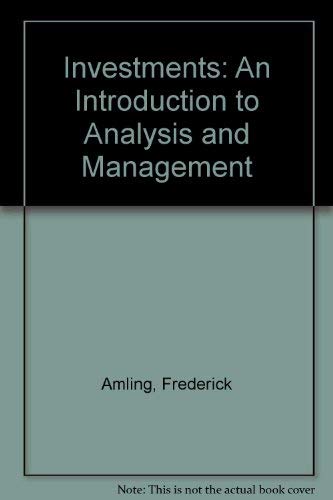 Beispielbild fr Investments: An introduction to analysis and management zum Verkauf von Wonder Book