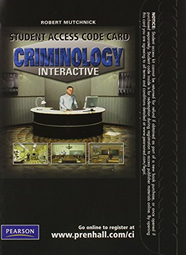 Imagen de archivo de Criminology Interactive by Robert J. Mutchnick (2009, Print, Other) a la venta por a2zbooks