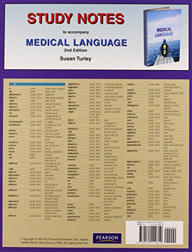 Beispielbild fr Study Notes for Medical Language zum Verkauf von HPB-Red