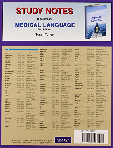 Imagen de archivo de Study Notes for Medical Language a la venta por HPB-Red