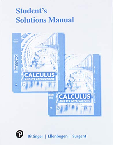 9780135165683: Student Solutions Manual for Calculus and Its Applications