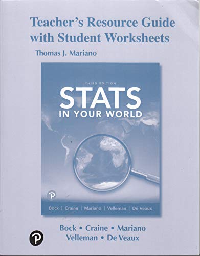 Beispielbild fr Teacher's Resource Guide with Student Worksheets, Stats in Your World, Third Edition, 9780135166086, 013516608X, c.2020 zum Verkauf von ThriftBooks-Dallas