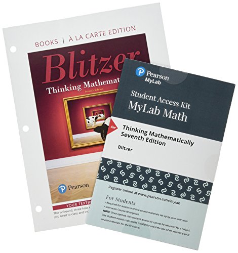 9780135167458: Thinking Mathematically, Loose-Leaf Edition Plus Mylab Math with Pearson Etext -- 24 Month Access Card Package
