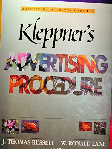 Imagen de archivo de Kleppner's Advertising Procedure (The Prentice Hall Series in Marketing) a la venta por Irish Booksellers