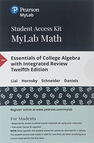 Beispielbild fr Essentials of College Algebra with Integrated Review -- MyLab Math with Pearson eText Access Code zum Verkauf von BooksRun