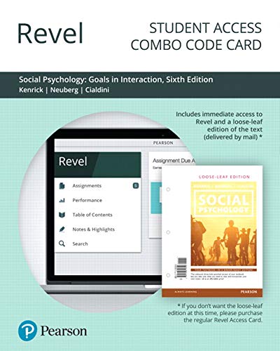 Beispielbild fr Revel for Social Psychology: Goals in Interaction -- Combo Access Card zum Verkauf von Buchpark